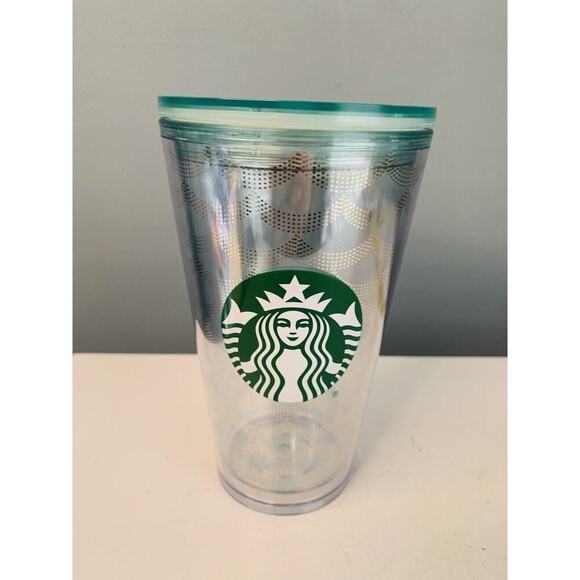 New Starbucks Acrylic Iridescent Mermaid Scales Cold Cup Tumbler 16 oz No Straw - Picture 1 of 9